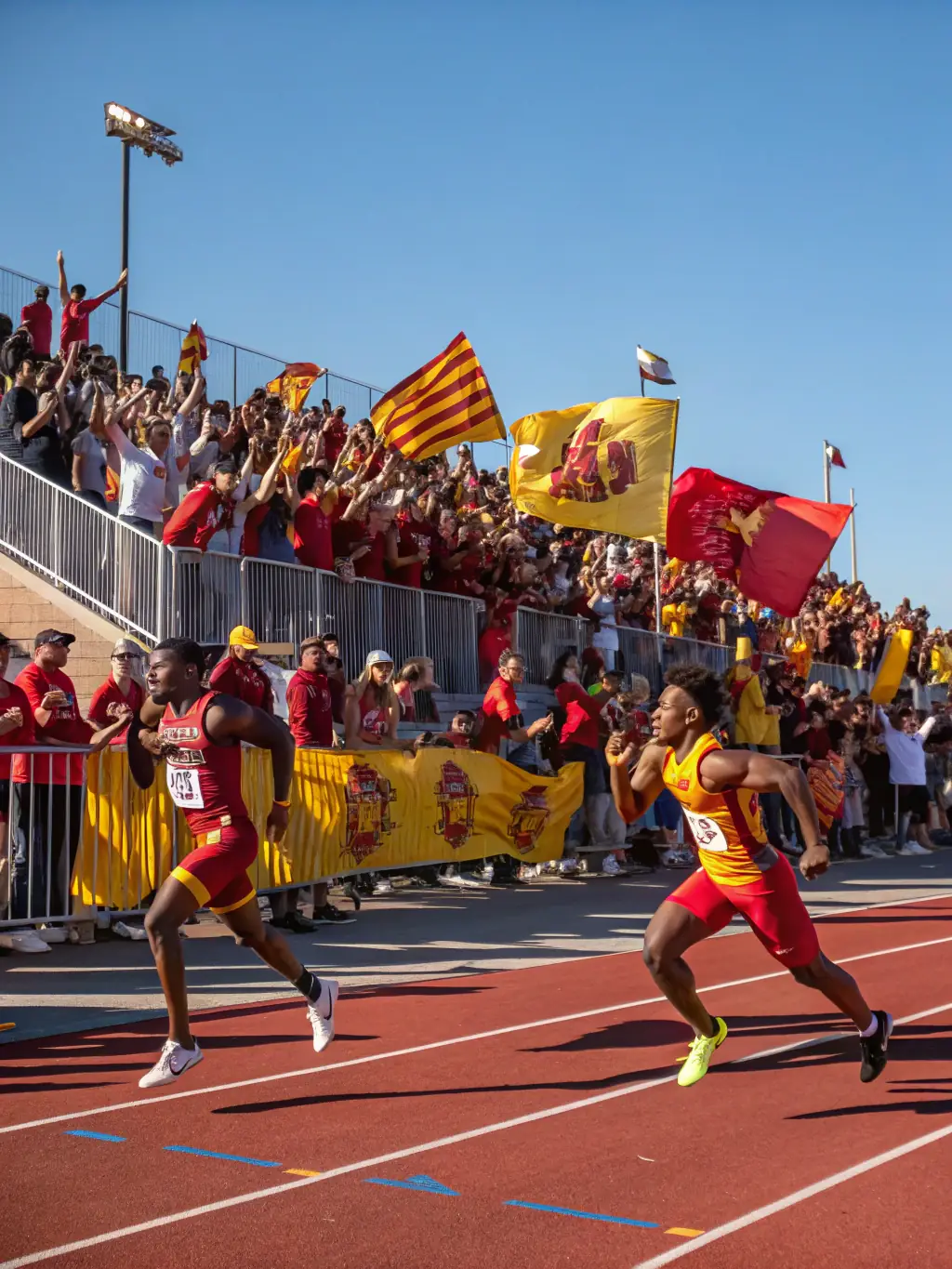 Students participating in track and field events, showcasing speed, endurance, and athletic performance during a school sports day.